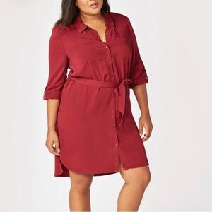 Wine midi button down dress